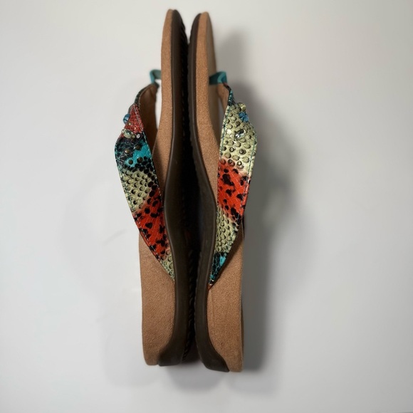 Vionic Lucia Women's Embellished Blue Teal Snake Thong Sandals Women’s Size 9.5 - Picture 4 of 10